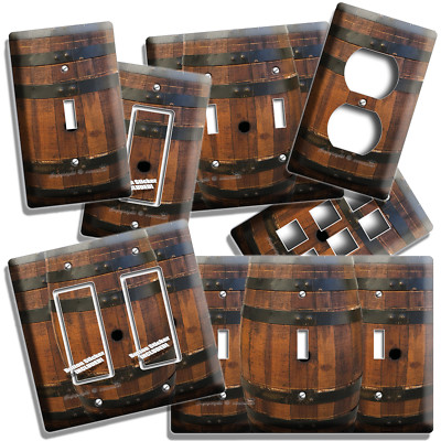 RUSTIC OLD WOOD FRENCH WINE BARREL LIGHTSWITCH OUTLET PLATE KITCHEN CELLAR DECOR