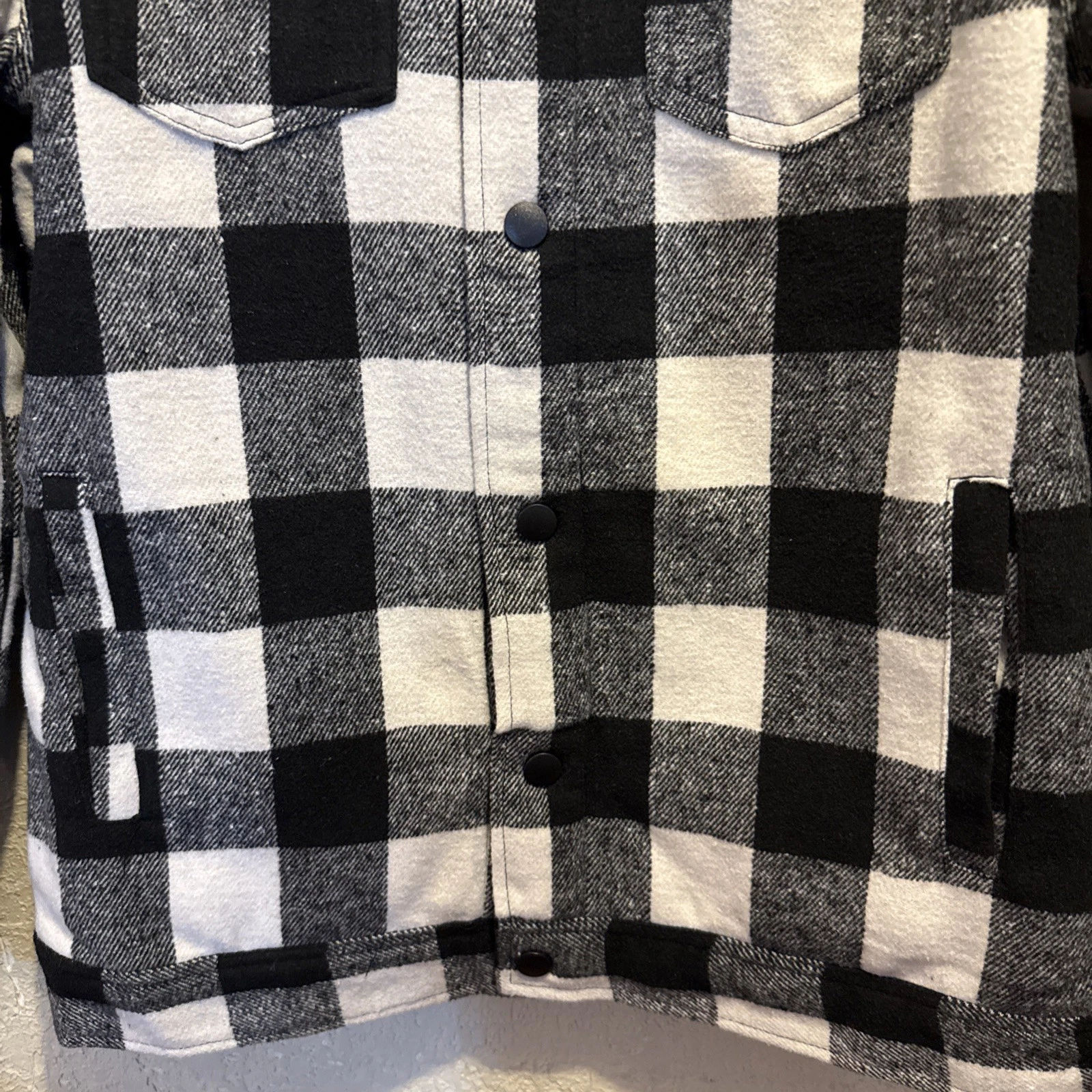 Distortion Unisex Wool Flannel Jacket Size Small Plaid 2 Side Pocket NEW - product detail image 4