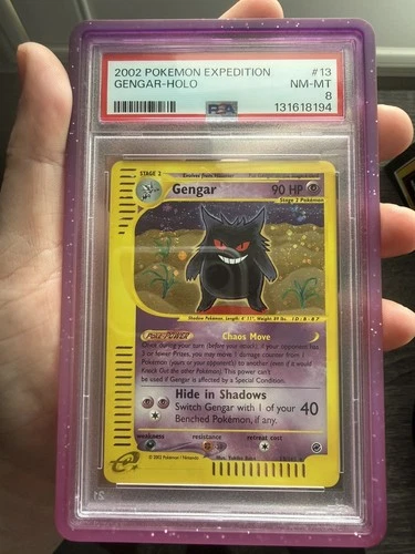 Gengar 013/165 Expedition Holo PSA 8 GENGAR NEW CERT SWIRL💫 Guard included