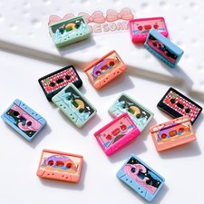 40Pcs 16 26mm Retro Cassette Tape Resin Cabochons for DIY Phone Case Decor