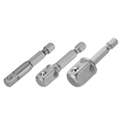 3pcs Impact Socket Adapter Set 1/4'' 3/8'' 1/2'' Square Drive 1/4'' Shank 2'' Long