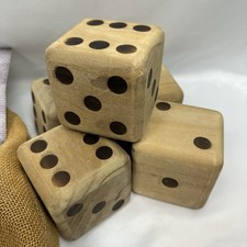 Giant Wooden Lawn Yahtzee Game Yard Dice Set with 5 Dice 3" Cube Rustic Decor