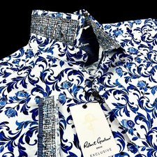 Robert Graham Exclusive Floral Geometric Paisley Short Sleeve Sport Shirt XL