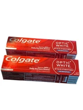 COLGATE OPTIC WHITE Stain Fighter Toothpaste Clean Mint 6.0 oz each - 2 pk