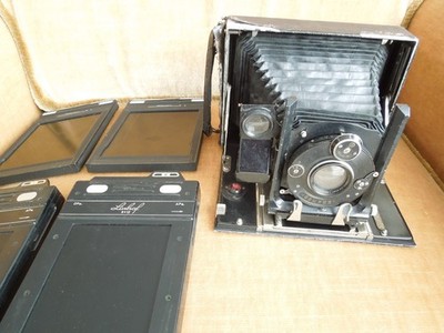 Plattenkamera Compur G. Rodenstock München + 4 Doppelkassetten Riteway + Linhof