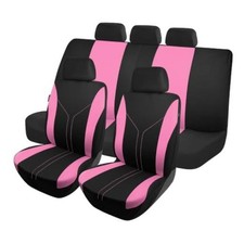 Car Seat Covers Full Set, Breathable Vehicle Front and Rear Split Bench Pink