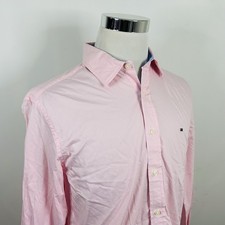 Tommy Hilfiger Medium Casual Button Front Shirt Pink 100 Cotton