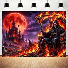 10X8ft Halloween Grim Reaper Photo Backdrop Photography Background, Spooky Co...
