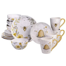 Bee Sweet 16-Piece Seasonal Multicolored Earthenware Dinnerware Set (Service for
