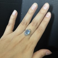 Sterling Silver Vintage Blue Topaz Art Deco Style Ring Size 6.5