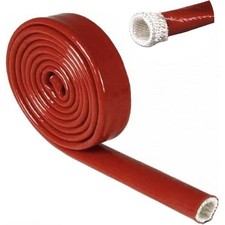 Heat Shielded Fire Thermo Armor Fire Sleeve Silicone Coated-Red-1" ID x 3.3FT