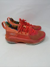 Size 5.5 Y- Under Armour Sour Patch Kids x Curry 7 Peach Plasma Basketball Shoes
