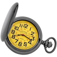 Gotham Men's Gunmetal Military Dial Hunter Quartz Pocket Watch # GWC15044BY