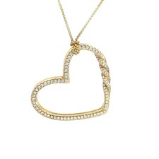 David Yurman Continuance Gold Necklace Diamond Heart Pendant Long Chain