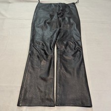 VTG 90s Black 100 Lamb Leather Flare Pant Women 8 Leather Bootcut Cowgirl-4871