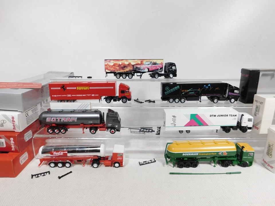 7X Herpa H0 1:87 LKW Iveco DAF Volvo Sotrafi Coca-Cola MB SG/MINT+BOX #DQ899-3 - Immagine 2 di 4