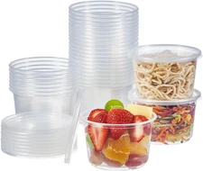 [50 Set - 16 Oz. Plastic Deli Disposable Food Storage Containers with Airtight L