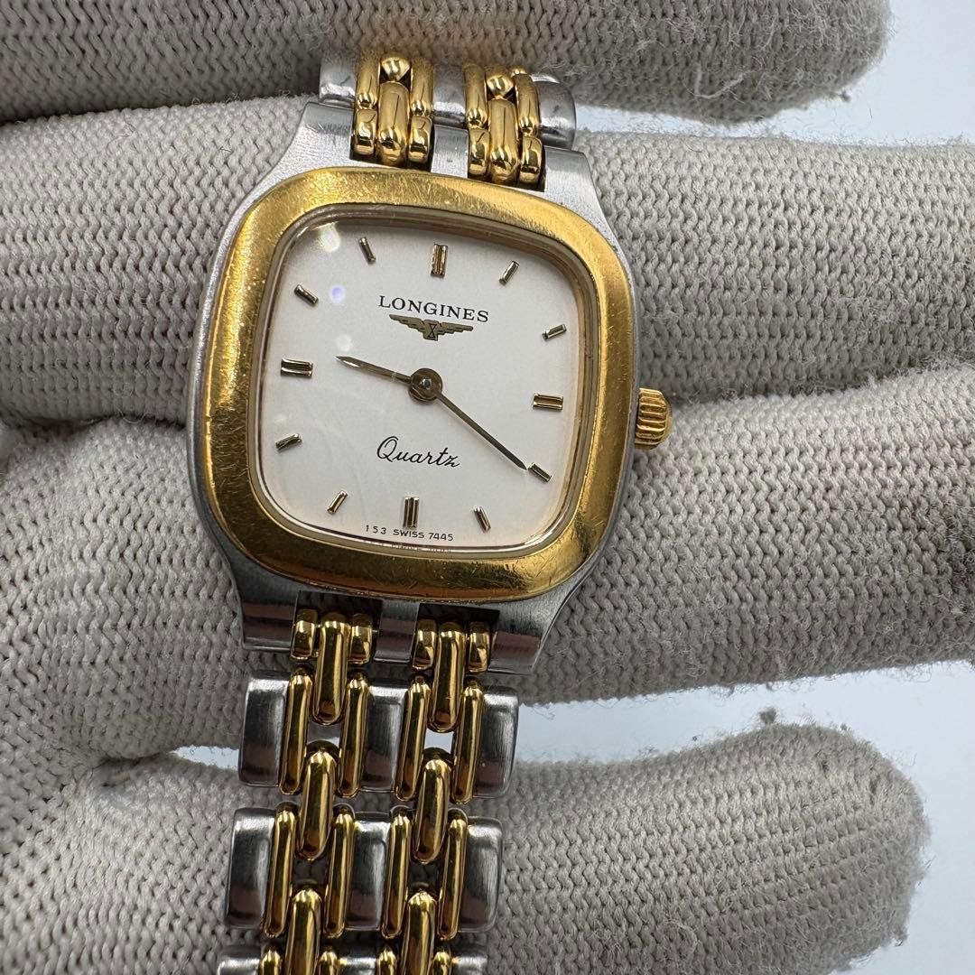 極美品 LONGINES 腕時計 7445 レディースクオーツ コンビ Longines Ladies Quartz Watch 7445 Silver Tone Very Good Condition