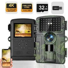 Wildkamera Jagdkamera 4K 60MP FHD WLAN Überwachungskamera Fotofalle Nachtsicht