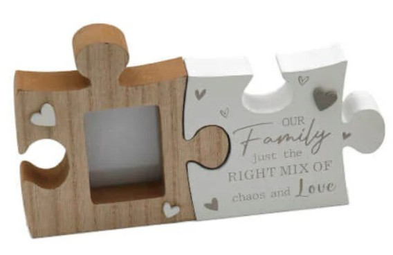 Family Themed Wooden Jigsaw Puzzle Photo Frame Slogan Sign Plaque