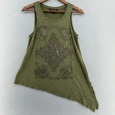 Rock & Republic Sleeveless Tank Top Olive Green XS Boho Rock Bling Biker Moto