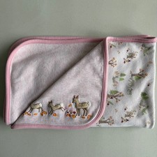 Vintage Gymboree 2007 Baby Girl Cotton Autumn Forest Blanket Pink Deer Gnome