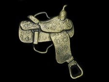 UD09112 VINTAGE 1970s  HORSE SADDLE  WESTERN  COWBOY BELT BUCKLE