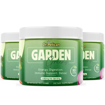 GardenGreens-Fruits & Veggies Detox Powder-Digestive & Immune Support-3 Bottles