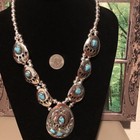 RARE Native Jeweler Genuine CARICO LAKE Turquoise BEAR PAW Necklace — photo 2