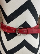 Justin Boots Red Leather Belt Top Grain Cowhide Embellished Western 28 USA Made