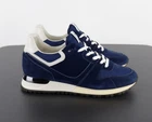 Louis Vuitton Run Away IT37.5 US7.5 Navy Blue Suede Mesh White Leather Sneakers