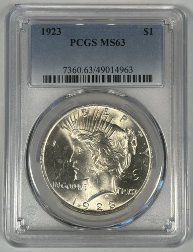1923 Peace Silver $1 Dollar Coin PCGS MS 63