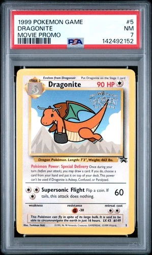 1999 POKEMON GAME MOVIE PROMO #5 DRAGONITE PSA 7