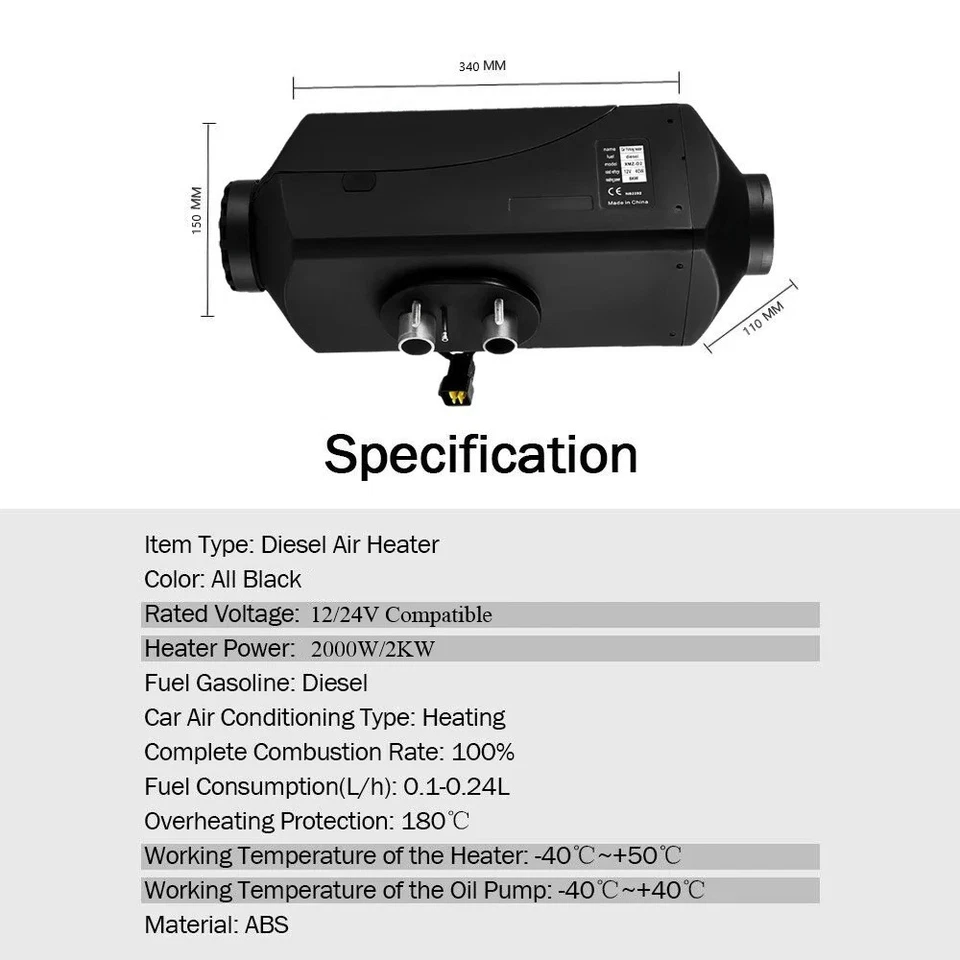 Chauffage Diesel 8kw 12v 24v Stationnement Air Chaud Voiture Camion Camping Car - Photo 2/4