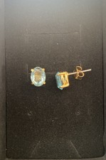 Gold Plated Blue Topaz Stud  Pre Owned. Never Worn.  Box Not Included