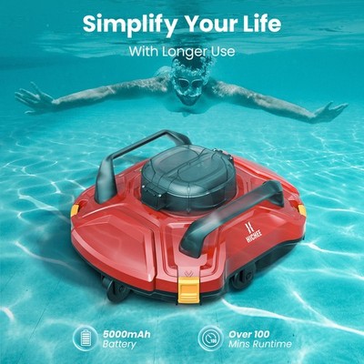 Cordless Robotic Pool Vacuum Cleaner Dual-Motor for In-ground/Above-ground Pool