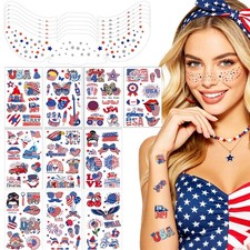 4th of July Glitter Freckles Patriotic Temporary Tattoos Stickers 110 Pcs