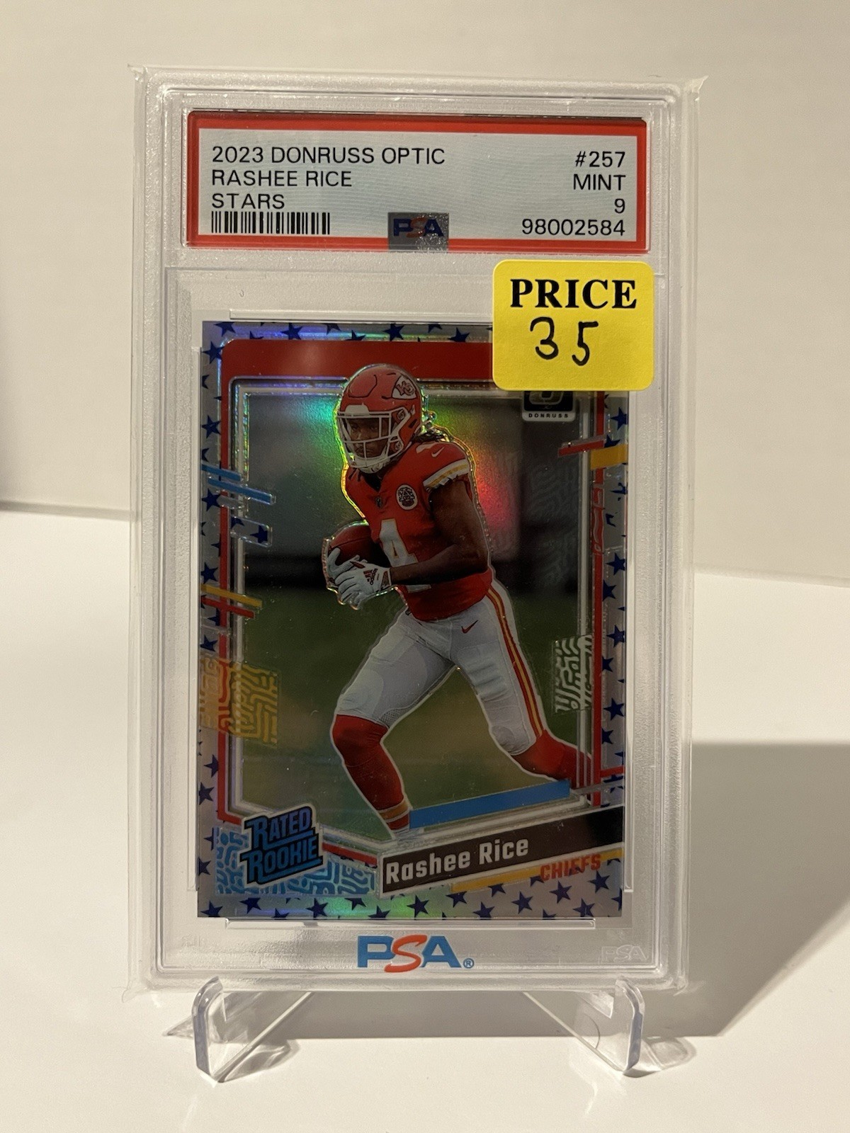 2023 Rashee Rice Donruss Optic Stars Prizm Rated Rookie #257 PSA 9