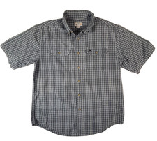 Carhartt 100 Cotton Sz Large Reg Button Blue Short Sleeve Work Construction
