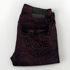 Jeans strappati True Religion Ricky Super T taglia 31 rilassati dritti rossi roulette