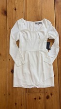 GUESS Cream Long Sleeve Wrap Skirt Dress Size 8 NWT Ivory Mini Dress $108 Retail