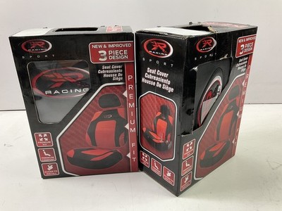 (2) Plasticolor 008622R04 R Racing Sport Low Back 3 Piece Red Seat Covers