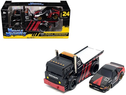 JDM Flatbed Truck #25 Black and Red and 1983-85 Toyota Trueno Sprinter (AE86) #2 - Picture 2 of 3