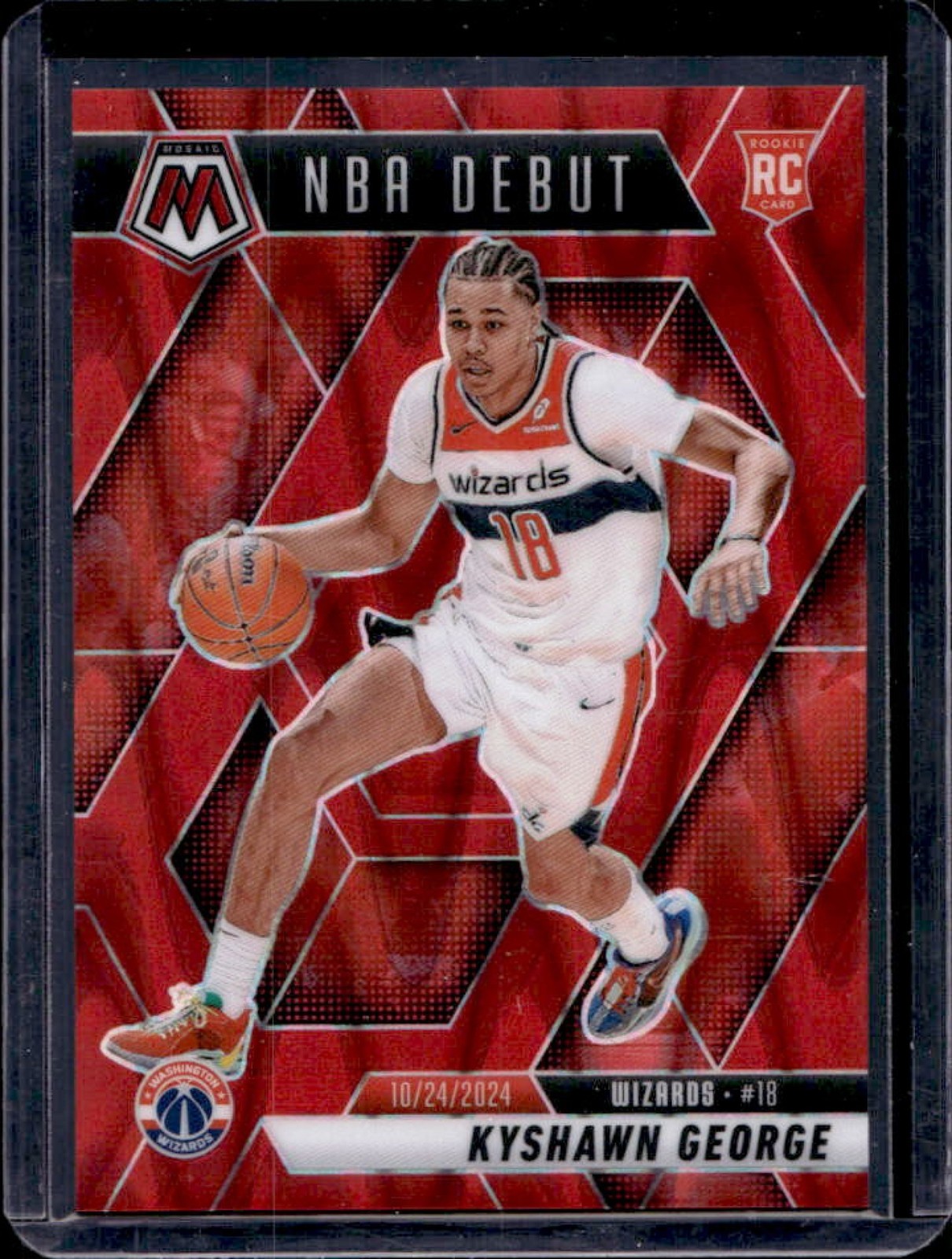 2024-25 Mosaic Kyshawn George RC Red Seismic NBA Debut #35/299 Wizards