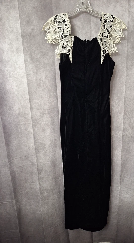 VINTAGE 90s Gunne Sax Jessica McClintock Velvet Maxi Dress Sz 9/10 Regency READ - Image 3 of 4