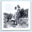 Old Vintage Square Photo TRIO ALL WOMEN IN YARD SNAPSHOT PICTURE PHOTOGRAPH