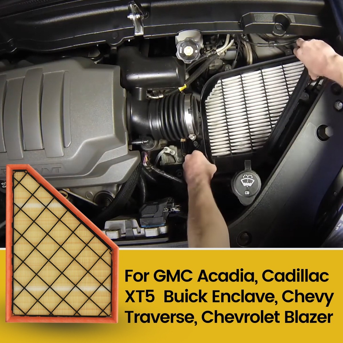 A3212C Engine Air Filter Kit Fit For GMC Acadia 2017-2022/ Buick-Enclave Chevy Traverse 2018-2022/Chevrolet-Blazer 2019-2022/XT5 2017-2022 Replaces A3212C 23321606 - View #2