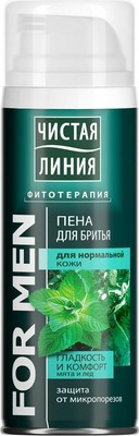 Пена для бритья чистая линия 200мл (24ш/у) можев+мята для нормальной кожи (4600702095449)