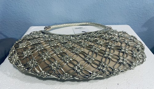 Borsa a mano LUANA zenzero oro intrecciata motivo floreale nuova con etichetta - Foto 5 di 9