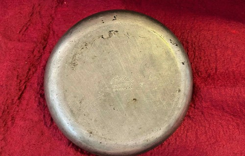 Vintage Everlast Handarbeit Zinn Metall Schmuck Schale 5" D Tablett zwei Pferde - Bild 4 von 5